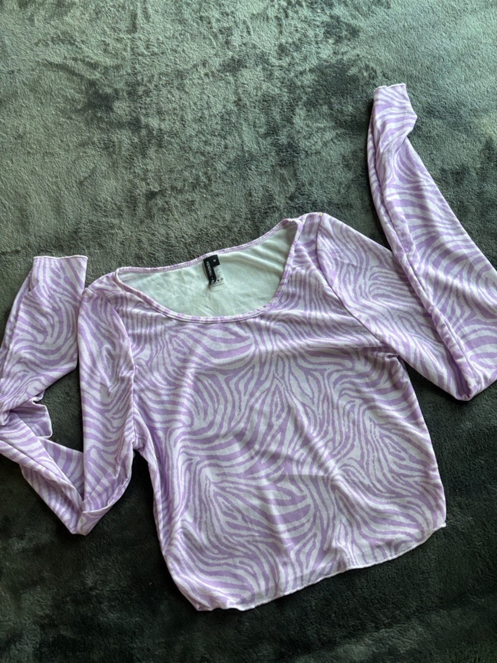 Kendall & Kylie Lavender Zebra-Print Long Sleeve Top